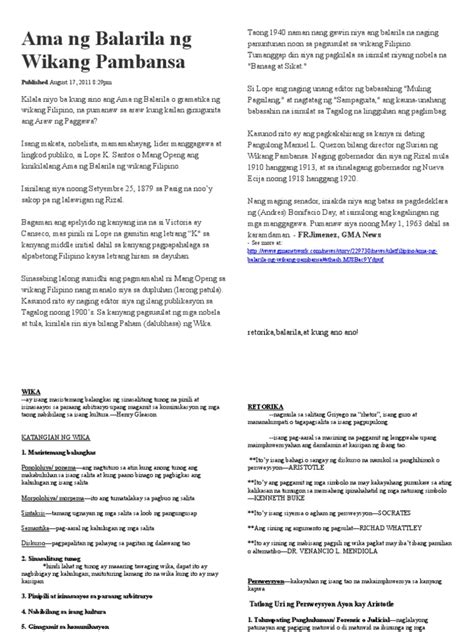 ama ng balarila ng wikang pambansa|(PDF) Balarila ng Wikang Pambansa ni Lope K..